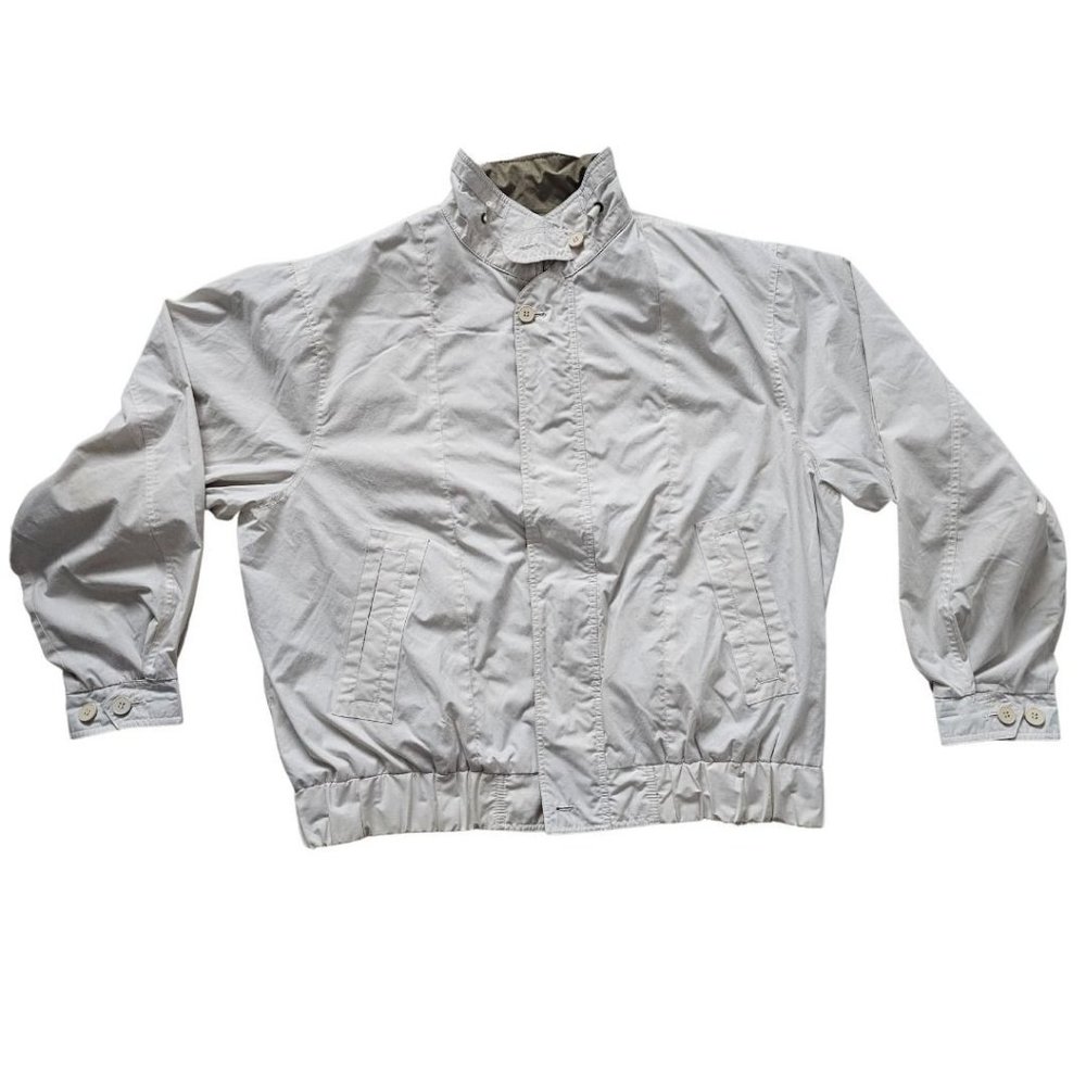 Vintage London Fog Windbreaker Jackett Mens XL Long White Full Zip Long Sleeve